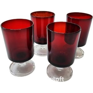 Vintage Ruby Red Cavalier Wine Glasses, Set of 4